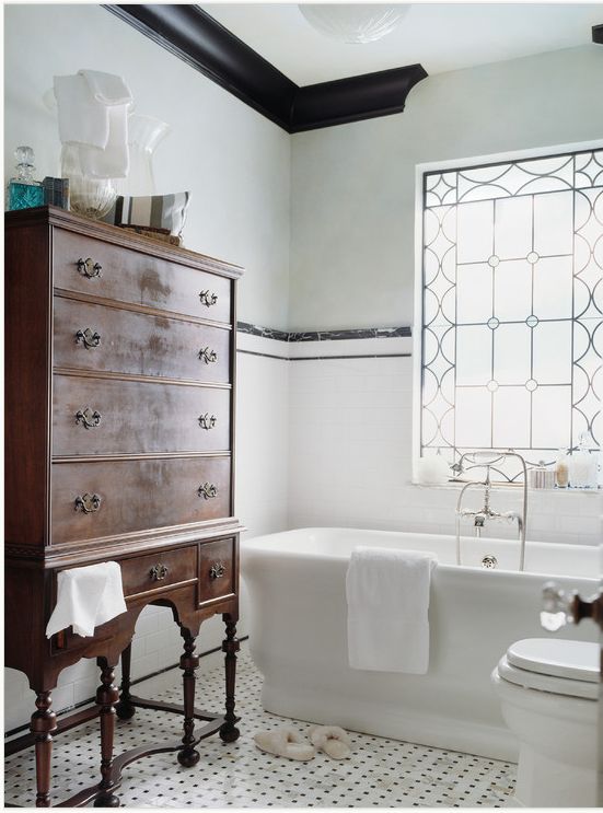 35 vintage black and white bathroom tile ideas and pictures