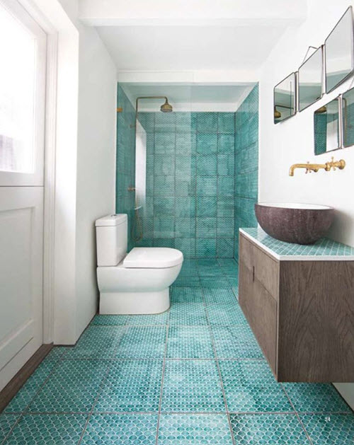36 blue ceramic floor tile for bathroom ideas and pictures