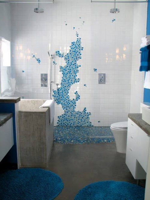 40 blue glass mosaic bathroom tiles tile ideas and pictures