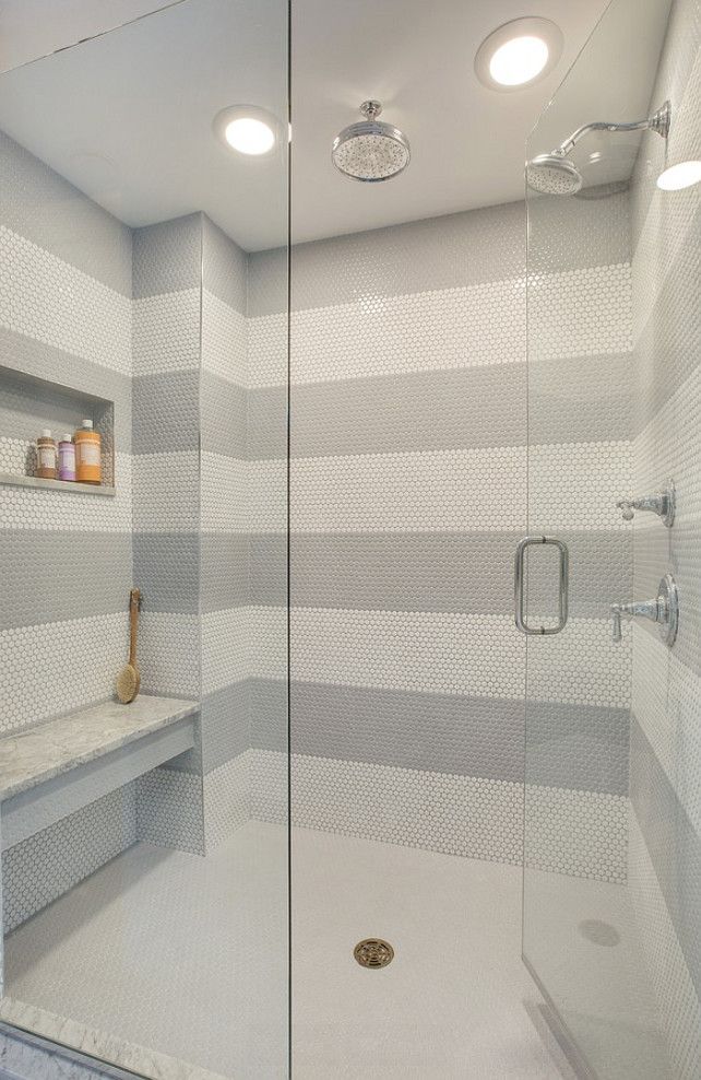 30 Ideas of using round mosaic bathroom tiles