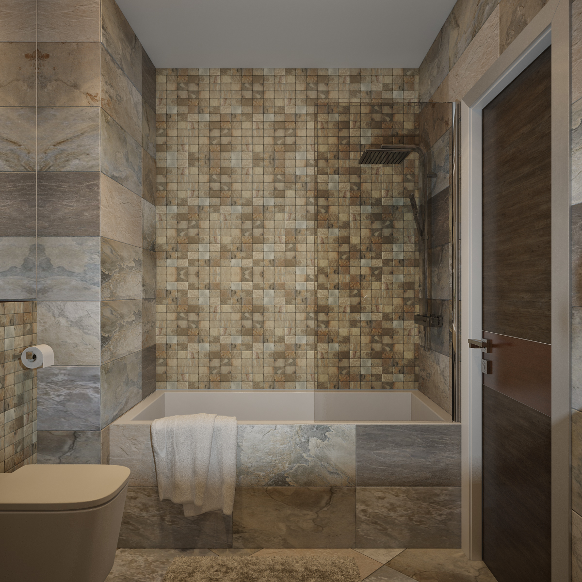 30 cool ideas and pictures of natural stone bathroom mosaic tiles