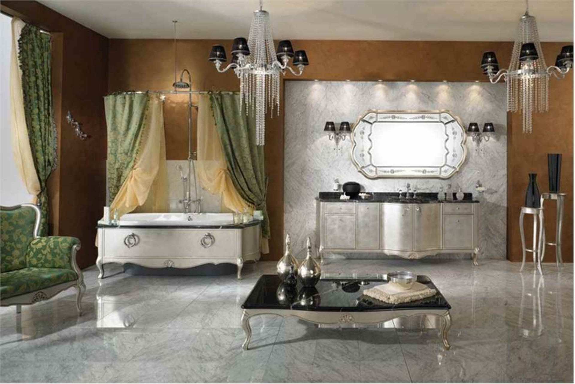 Композиция для ванной gold componibile мебель для ванных комнат фабрика lineatre - комодо.
