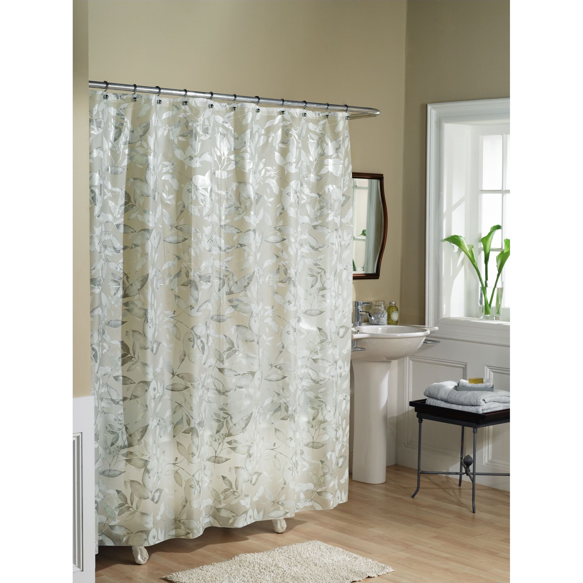 Shower Curtain White Vinyl Decorative 50