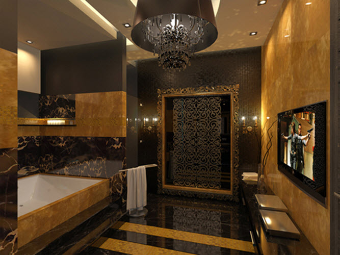 31 black and gold bathroom tiles ideas and pictures 2020