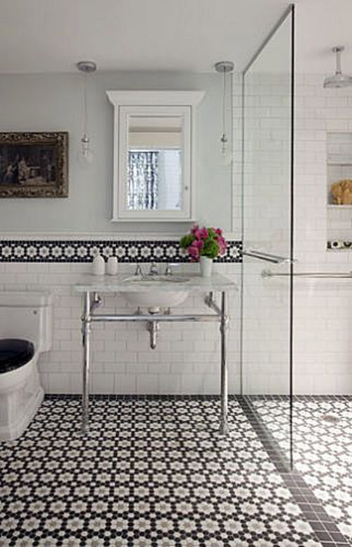 37 black and white hexagon bathroom floor tile ideas and ...