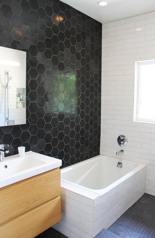 24 black  and white  hexagon bathroom  tile  ideas  and 