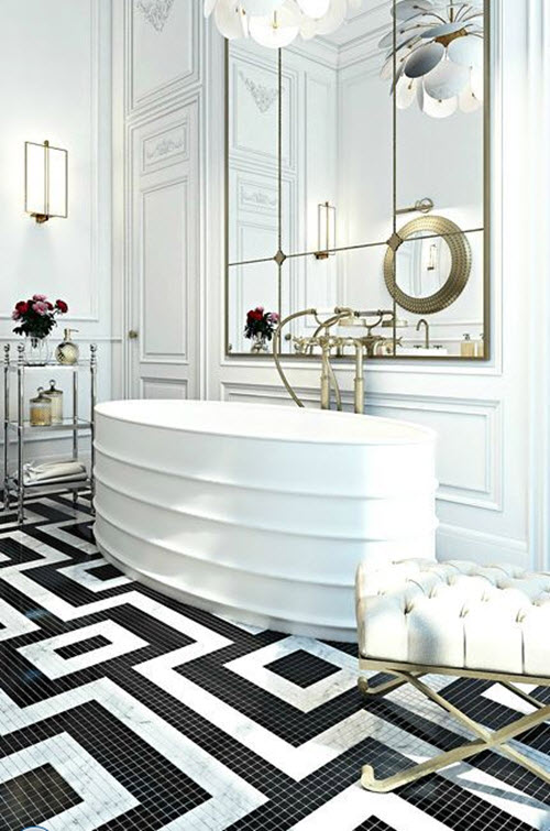37 black and white mosaic bathroom floor tile ideas and pictures 2020