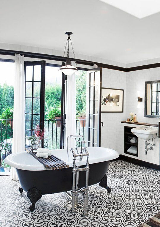 37 black and white mosaic bathroom floor tile ideas and ...