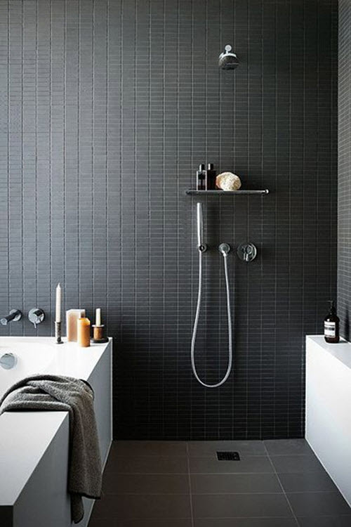  Bathroom Tile Design Ideas Black &amp; White for Large Space