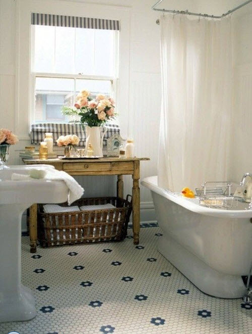 35 vintage  black and white bathroom  tile  ideas  and pictures