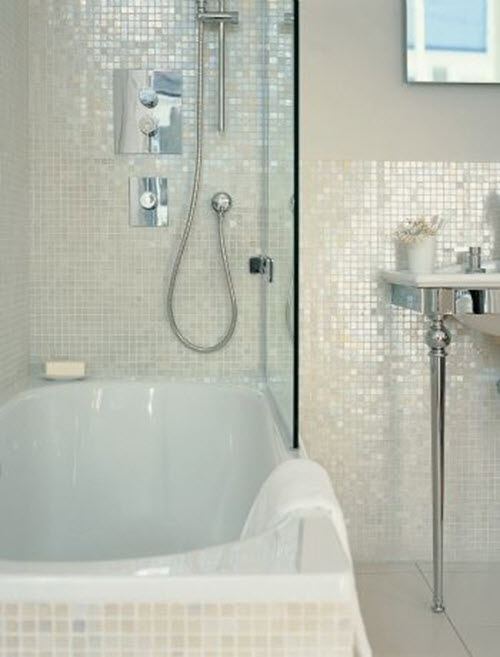 Large White Glitter Bathroom Tiles Image Of Bathroom And Closet