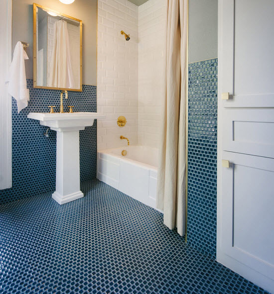 40 Blue Ceramic Bathroom Tile Ideas And Pictures 2022