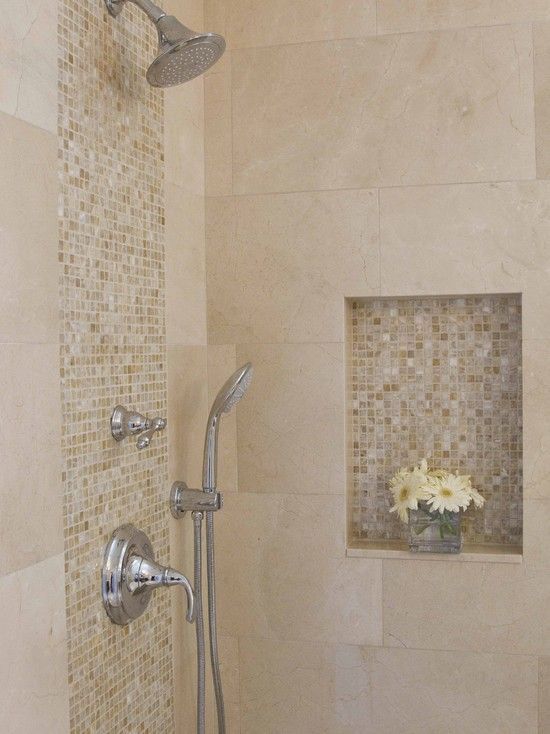 Minimalist Bathroom Metalic Head Shower Small Flower Vase Shower Tile Ideas