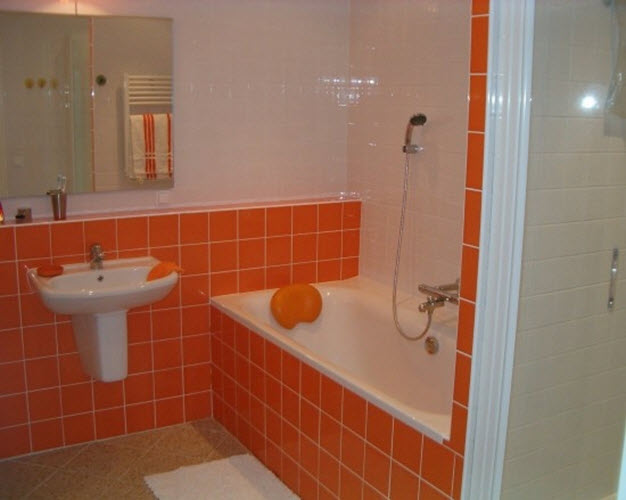 Orange Bathroom Vanity Tile