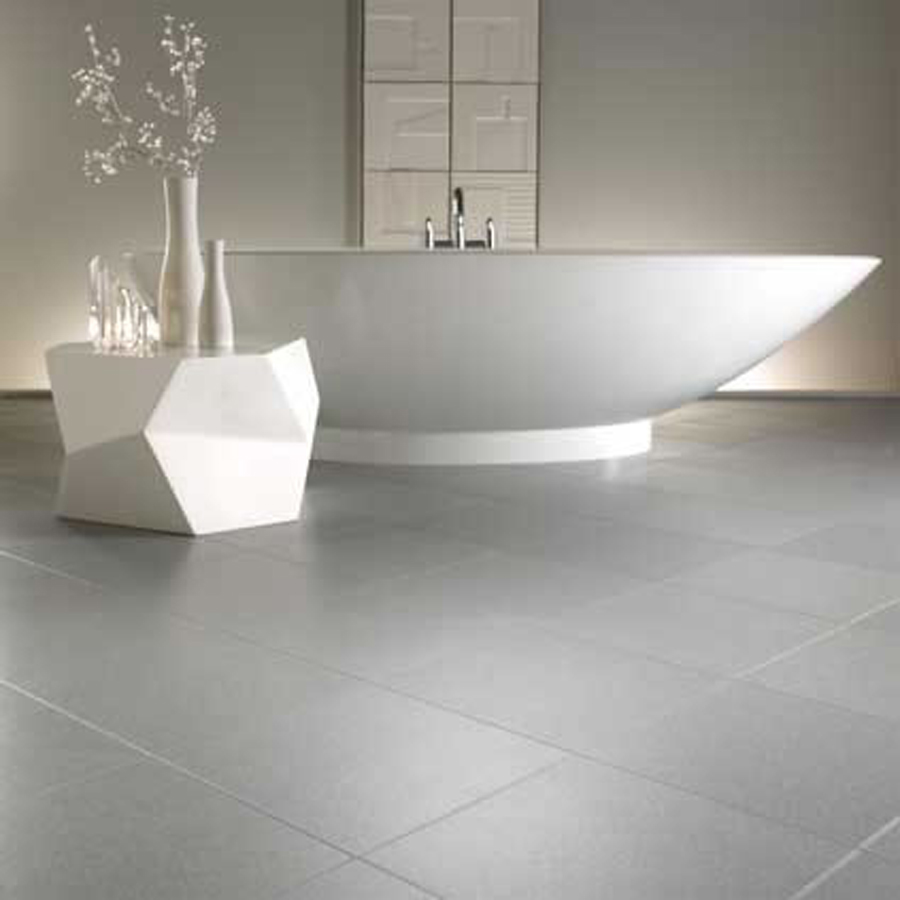 Amazing Natural Grey Bathroom Floor Tiles White Bath Tub Floral Vase