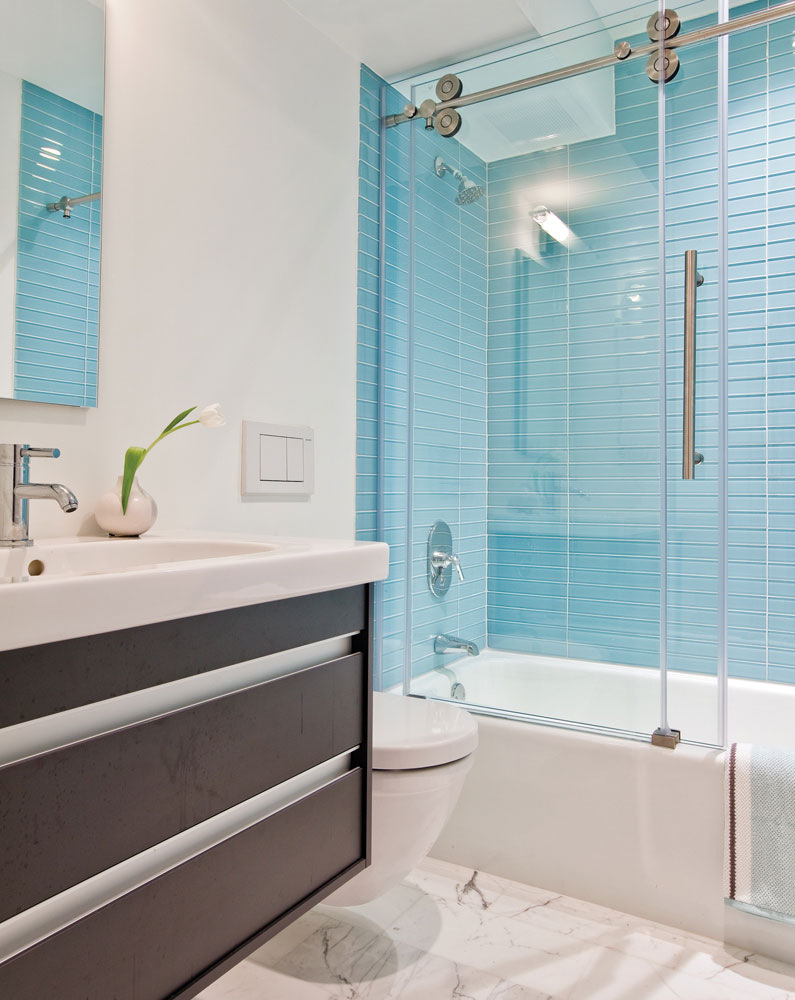 furniture-blue-glass-tiles-wall-connected-by-glass-door-shower-room-connected-by-black-floating-bathroom-vanity-decorating-with-glass-tiles-for-prettifying-your-home