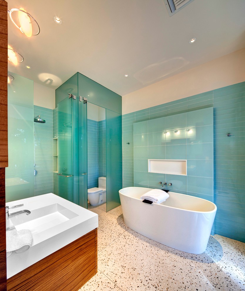 small-bathtub-singapore-Bathroom-Contemporary-with-blue-glass-tile-walls