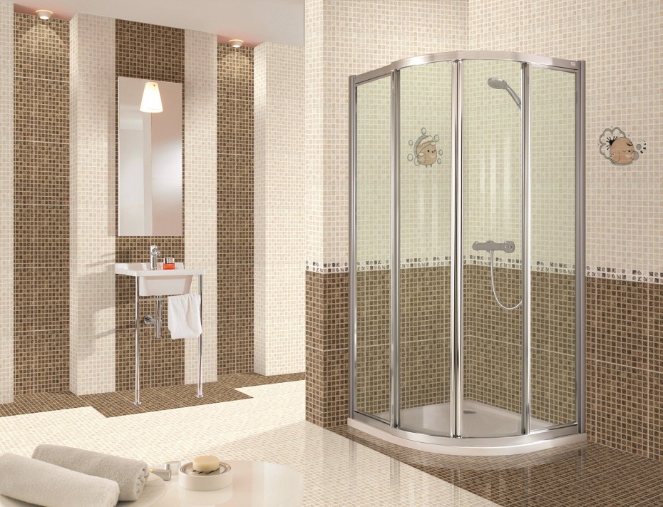 tiles-bathroom-charming-white-gloss-porcelain-mosaic-bathroom-floor-tile-ideas-and-stainles-frames-shower-cubicle-also-cool-white-single-sink-chrome-stand-as-decorate-luxury-bathroom-decor-views