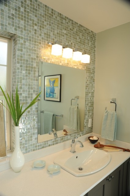 32 Ideas of using mosaic tile around bathroom mirror 2020