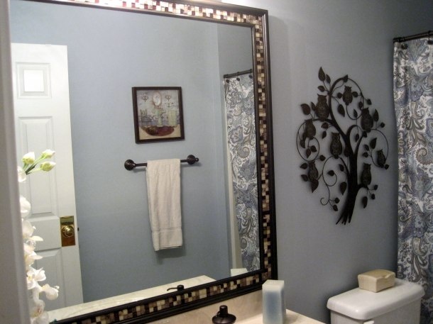 32 Ideas of using mosaic tile around bathroom mirror 2020