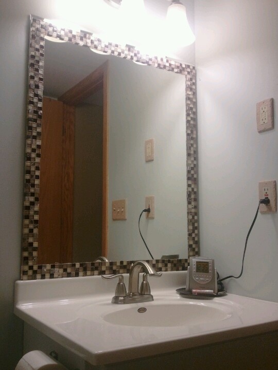 32 Ideas of using mosaic tile around bathroom mirror 2020