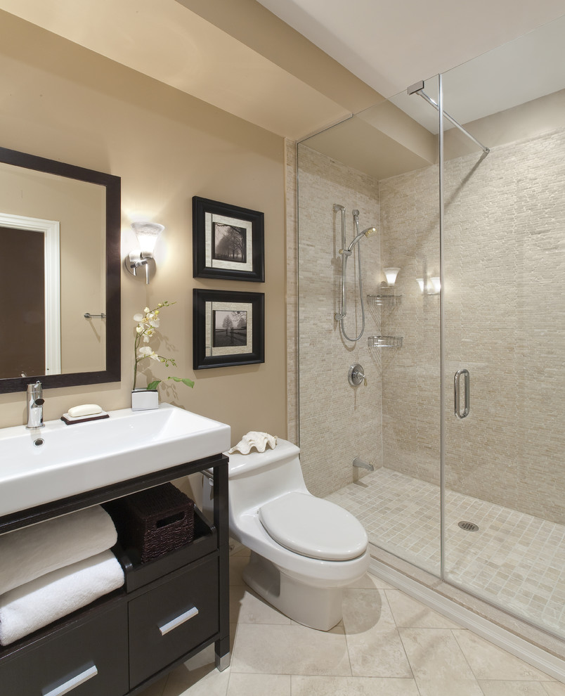 Baroque-Free-Standing-Toilet-Paper-Holder-technique-Toronto-Transitional-Bathroom-Decorating-ideas-with-above-counter-sink-bathroom-lighting-bathroom-mirror-bathroom-tile-cream-walls-dark-frames-dark