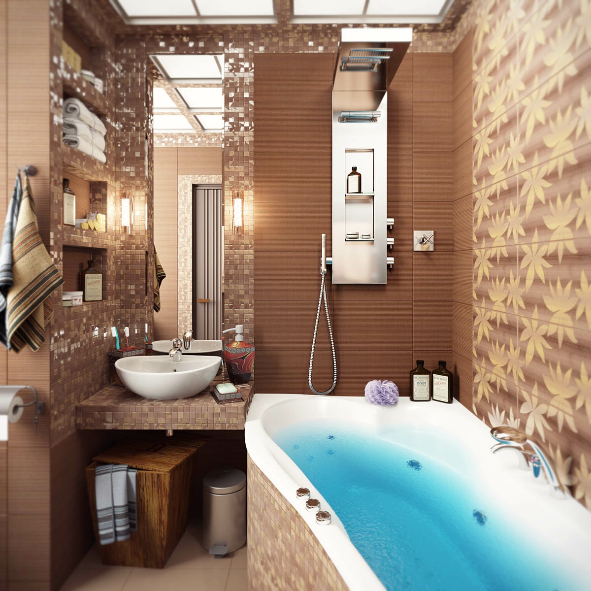 Brown-mosaic-bathroom-tile