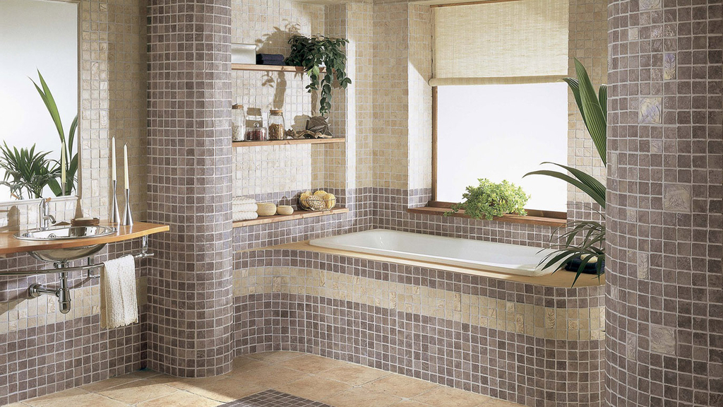 Country-Bathroom-with-Ceramic-Tile-Decor