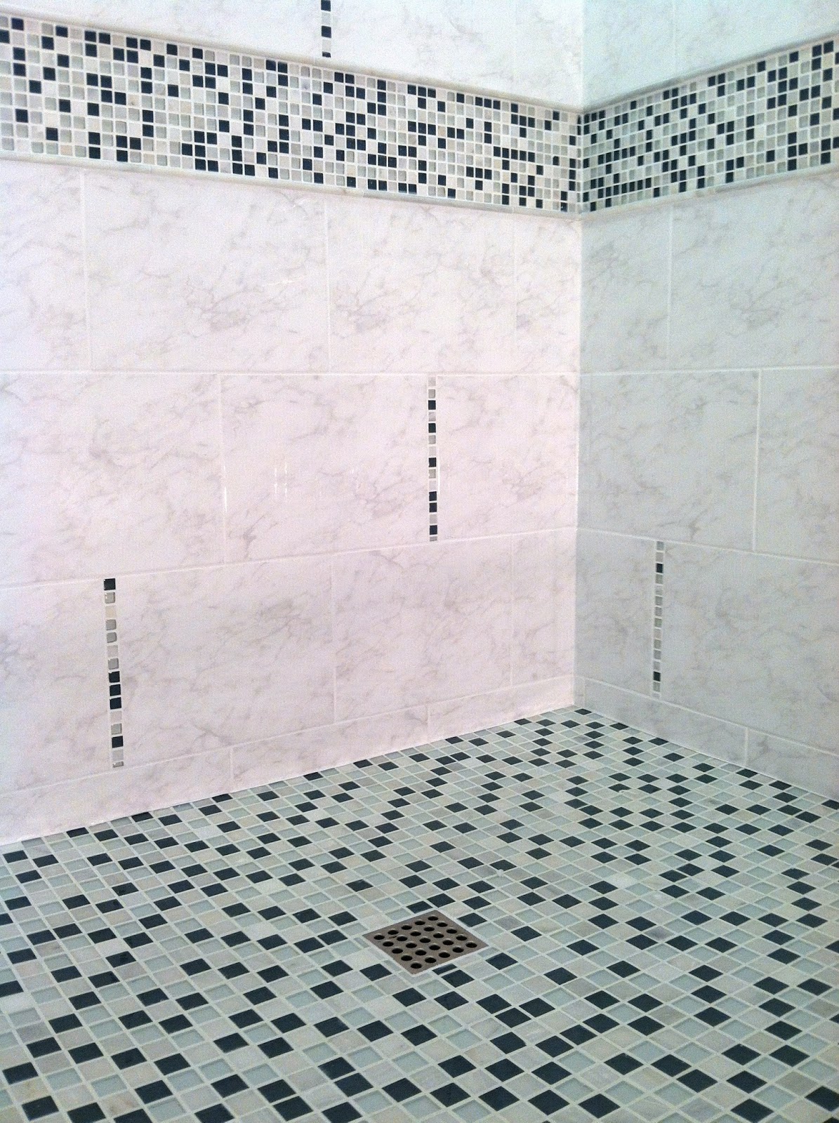 Glass mosaic shower tundra finish works