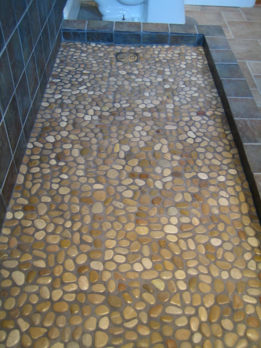 Gray-Rock-River-Mosaic-Shower-Floor-Tile-For-Artless-Bathroom-Designs