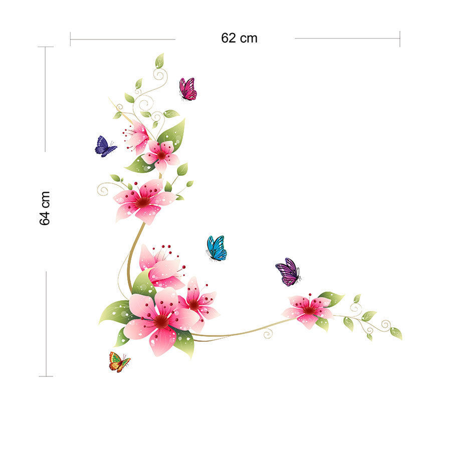 Nice-Butterfly-Flower-Glass-Tile-Wall-Sticker-Decal-Mural-For-Room-Decoration-QT05F03