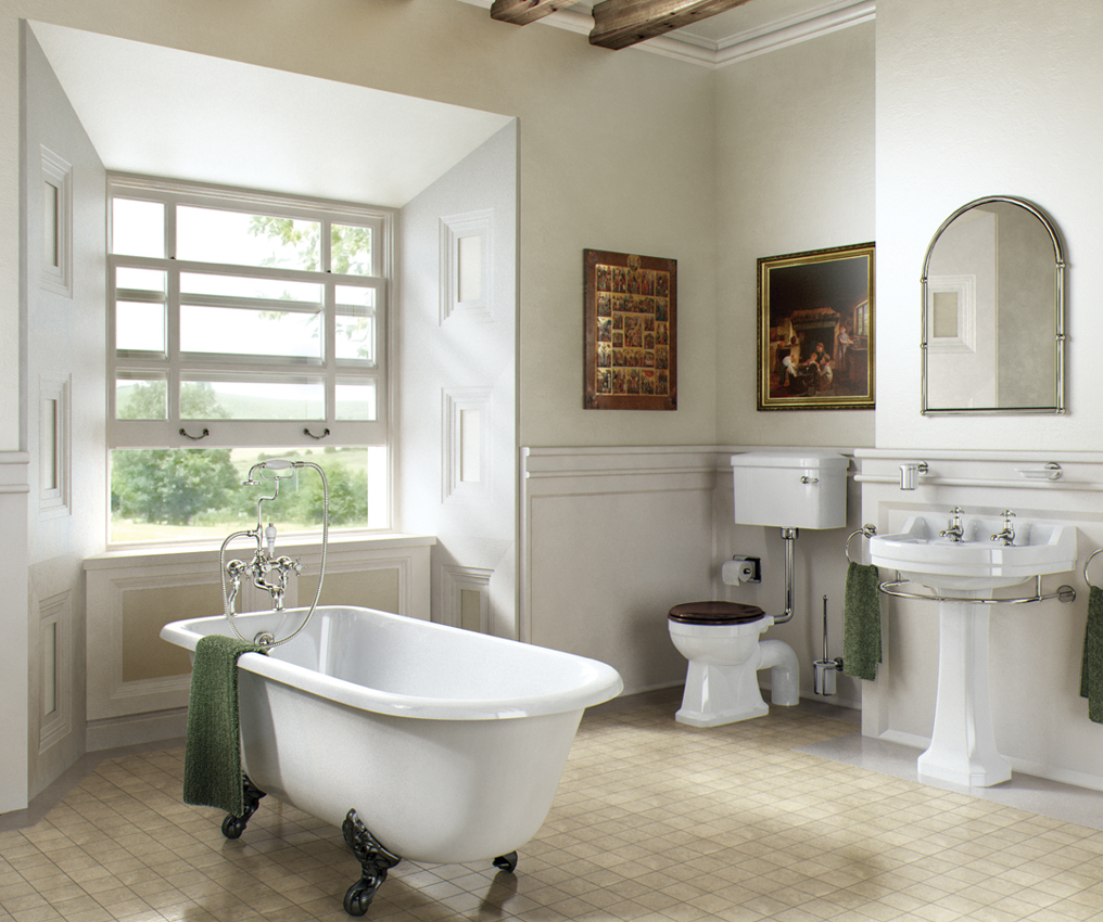 bathroom-elegant-bathroom-design-ideas-with-white-ceramic-clawfoot-tub-and-black-iron-legs-over-the-diagonal-tiles-floor-fancy-washbasin-with-upper-edge-oval-mirror-also-small-closet-at-the-corner-ba