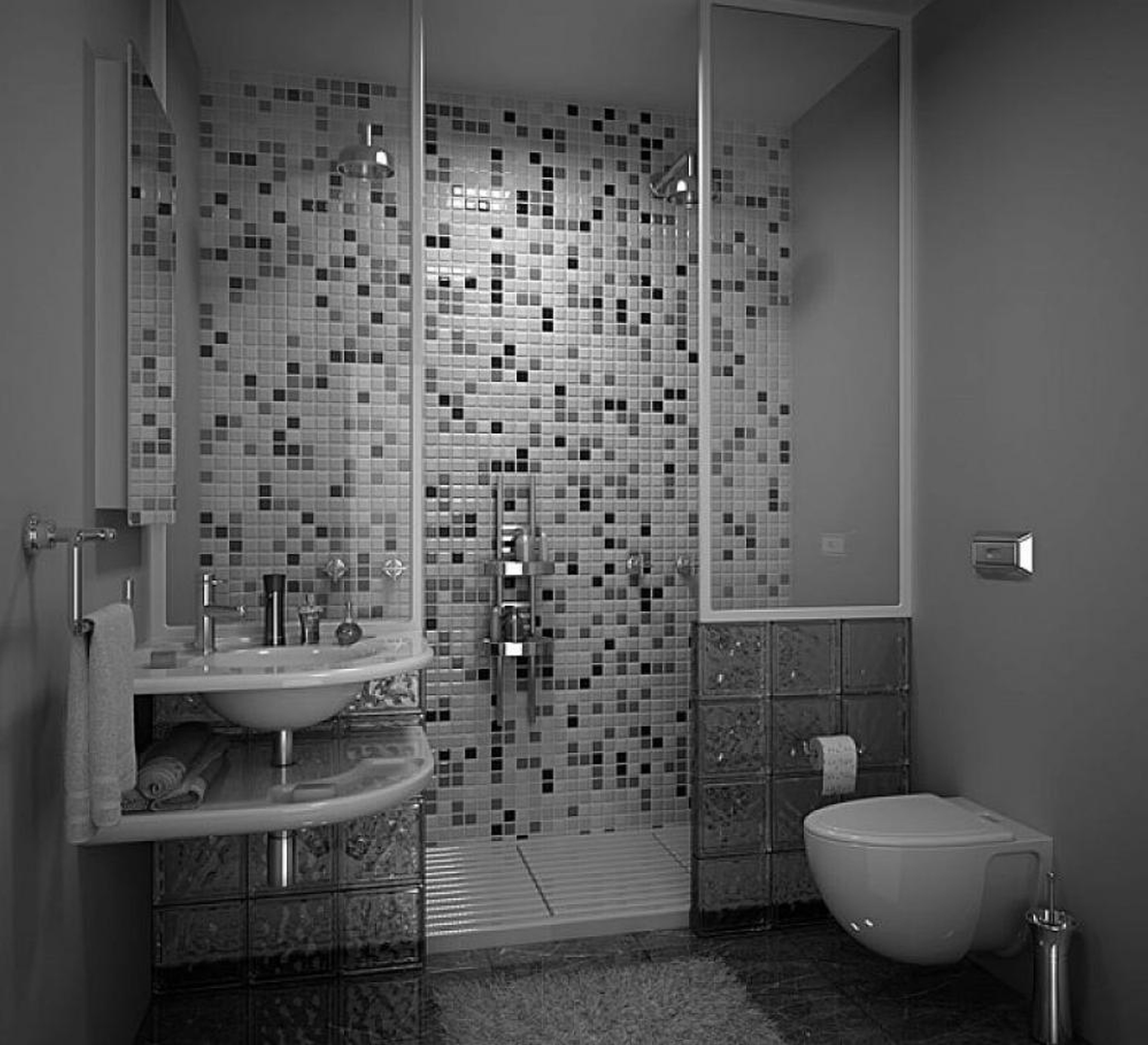 bathroom-flooring-awesome-black-and-white-tile-bathroom-mozaic-wall-panels-as-well-as-floating-sink-in-small-modern-bathroom-ideas-hairy-black-and-white-tile-bathroom-for-wall-added-floors-installati