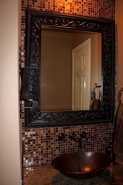 32 Ideas of using mosaic tile around bathroom mirror 2022