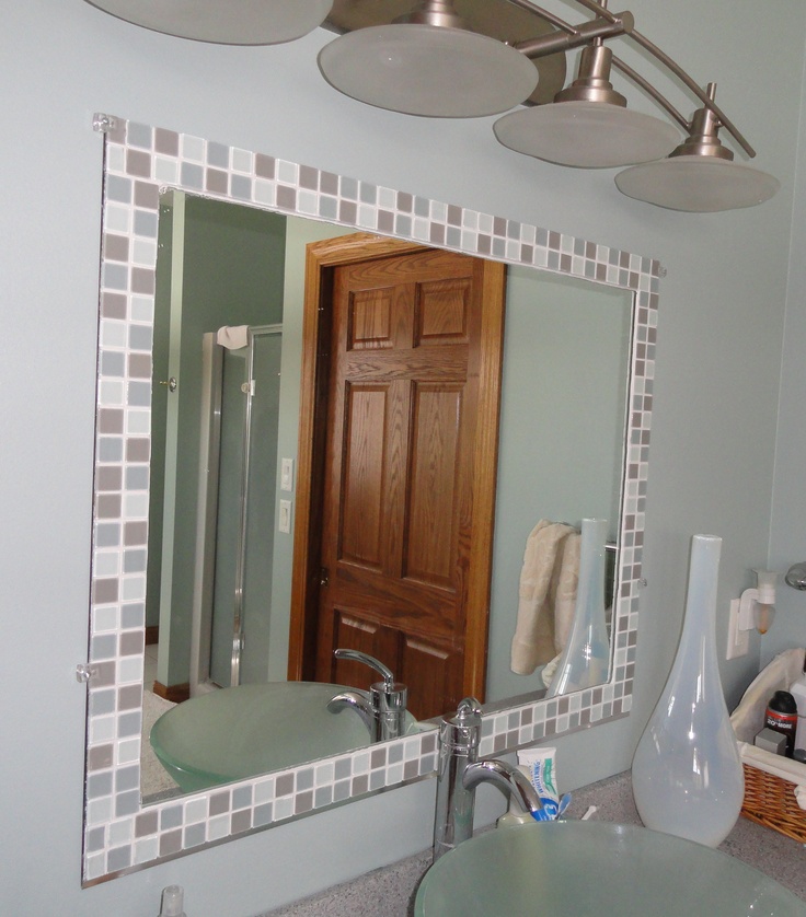 32 Ideas  of using mosaic tile around bathroom  mirror  2019 