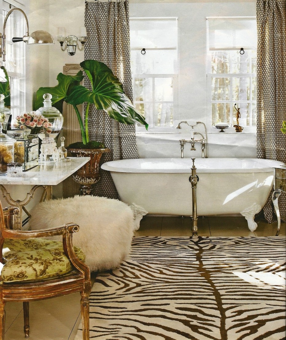 interior-divine-bathroom-decoration-using-white-clawfoot-bathtub-including-brown-zebra-rug-in-bathroom-and-bathroom-country-victorian-decorating-stunning-home-decoration-with-country-victorian-decora