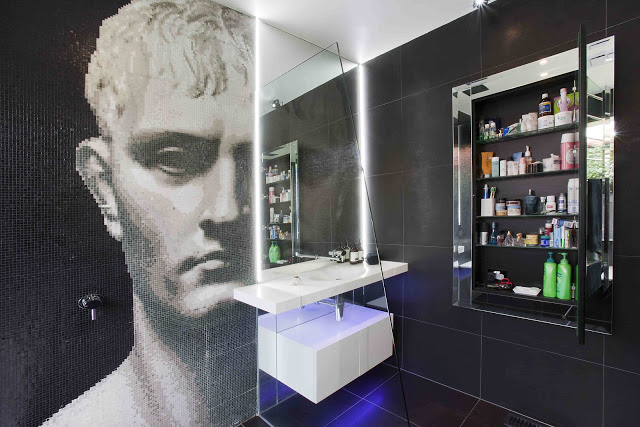 royston-wilson-design-minosa-design-bisazza-glass-mosaic-scooped-wash-basin-corian-custom-recessed-LED-mirror-ball-colour-change-melbourne-ovale-gessi-black-award-winning-020