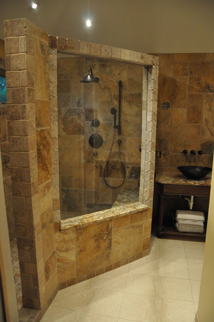 Natural Stone Wall Beautiful Bathroom Designs Glass Partition Sparkling Lights