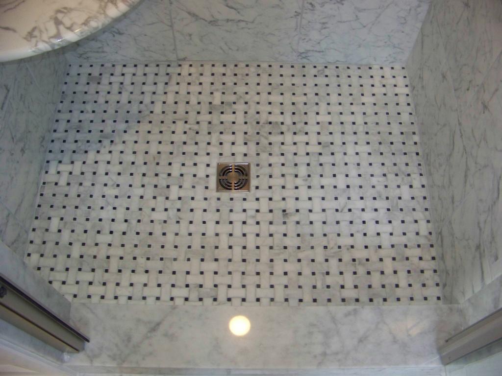 white carrara bathroom mineola new york Porcelain Tile USA Floor Basketweave_full