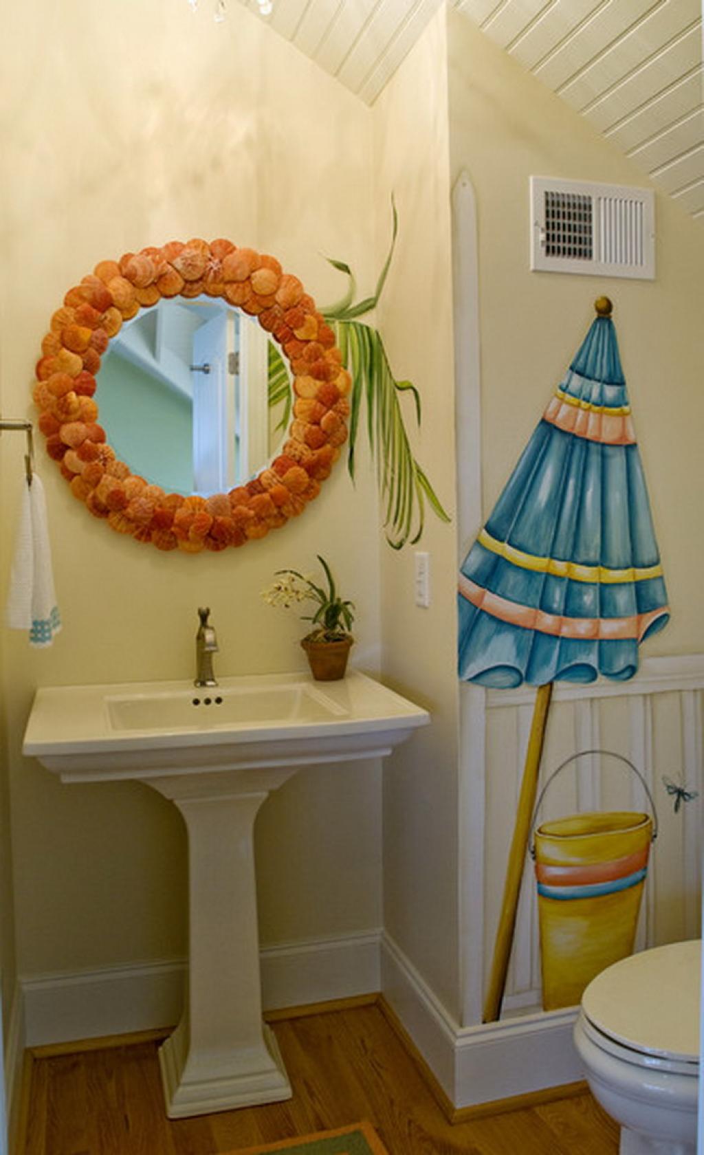 eclectic-bathroom-ideas-6-classic-umbrella-murals-in-small-eclectic-bathroom