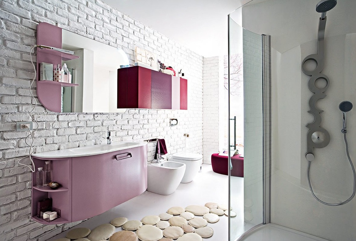 extraordinary-white-expose-bricks-wall-bathroom-italian-pink-washing-and-towel-cabinet-contemporary-shower-stand-interior-design-feats-white-toilet-inspirations