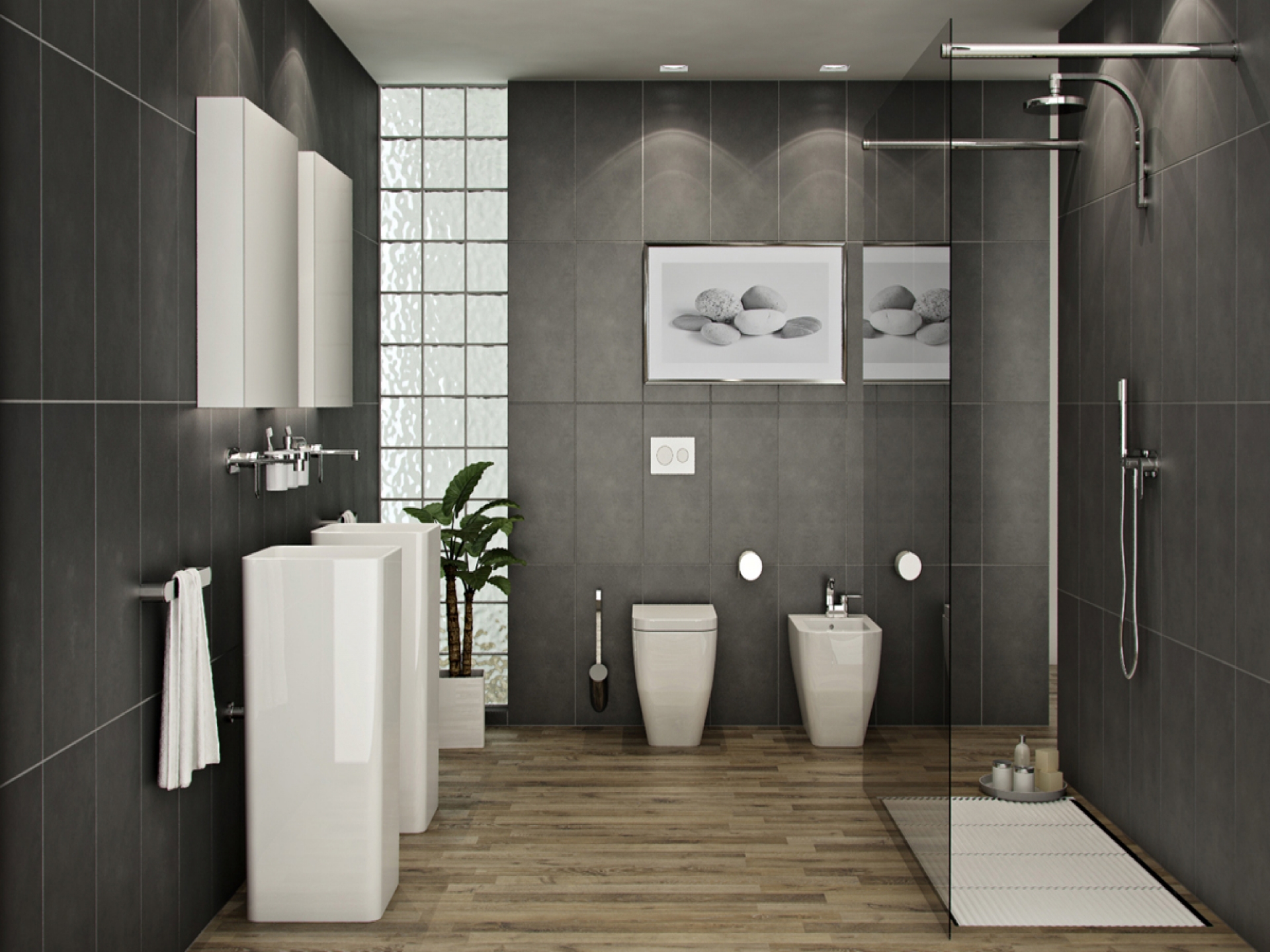 mesmerezing-italian-bathrooms-design-with-white-washstand-and-toilet-on-the-brown-wooden-flooring-combined-with-glass-shower-room-idea