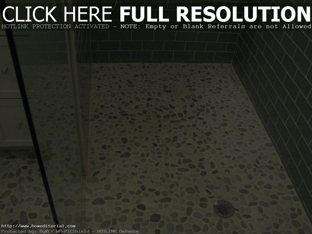 outstanding-grey-stone-shower-ideas-bathroom-exciting-natural-color-pebbles-floor-gray-subway-tiles-walls-small-design-fancy-pebble-tile