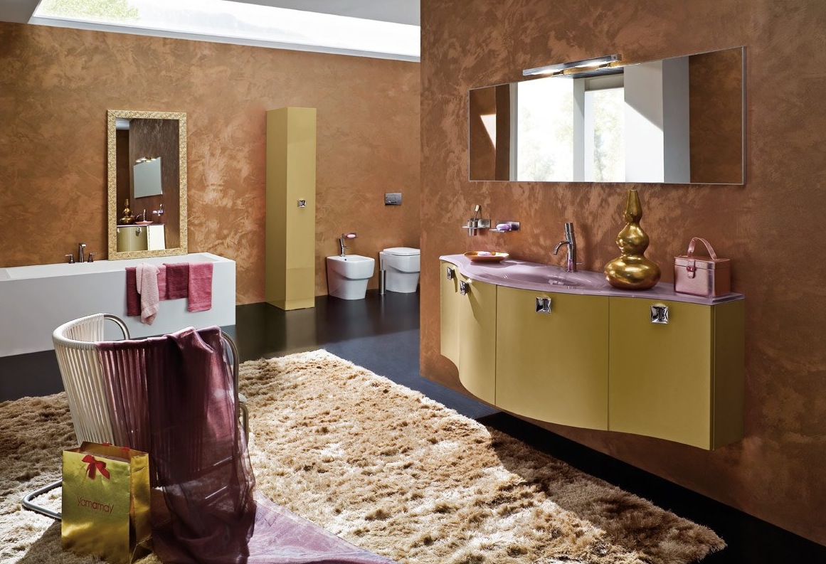 Classy-Italian-Bathroom-With-Brown-Granite-Wall-Tile-And-Natural-Bear-for-Luxury-Bathroom-Carpet-With-Beauty-Interior-Ideas