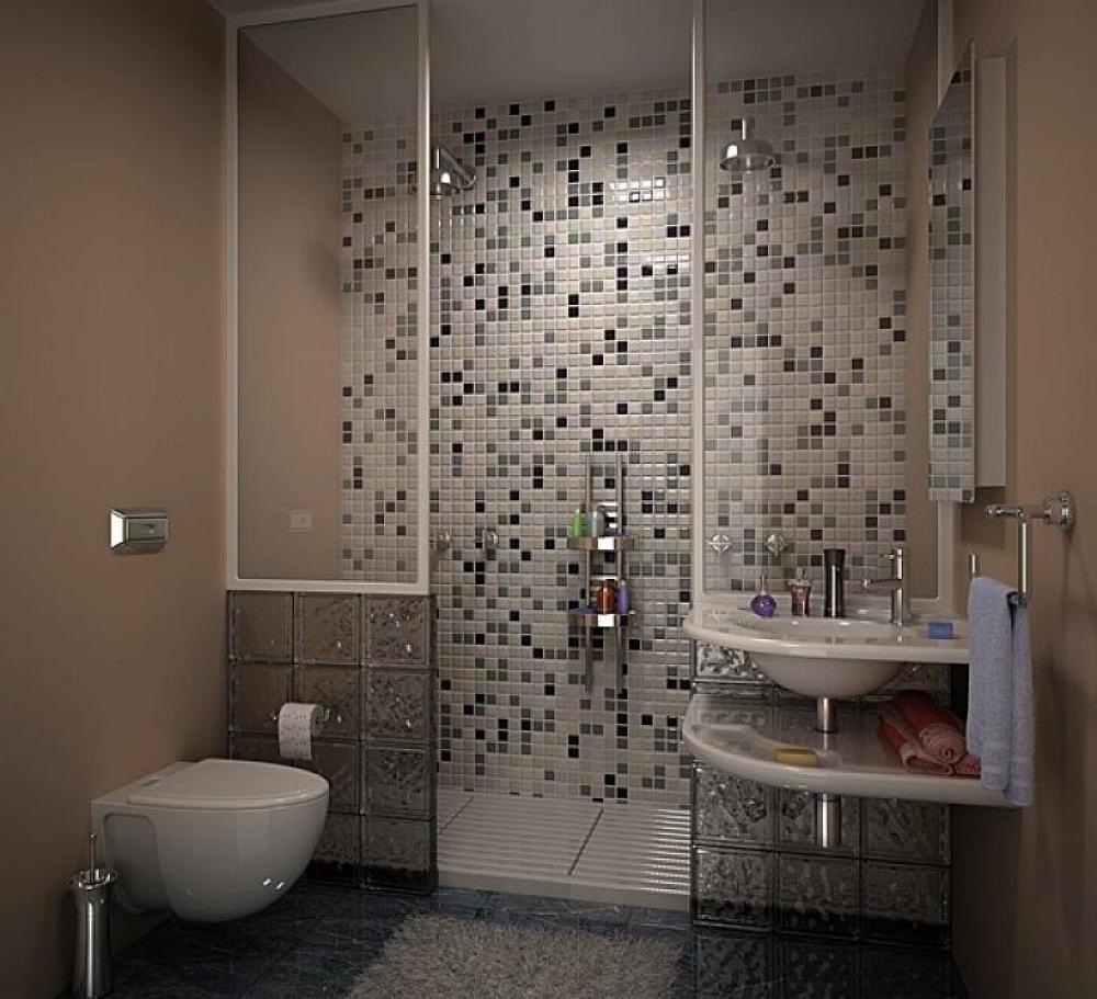 Contemporary-Bathroom-Vanity-in-Small-Shape-using-Porcelain-Washbasin-beside-White-Toilet-Sink-and-Glass-Shower-Room-with-Grey-Bathroom-Mosaic-Design