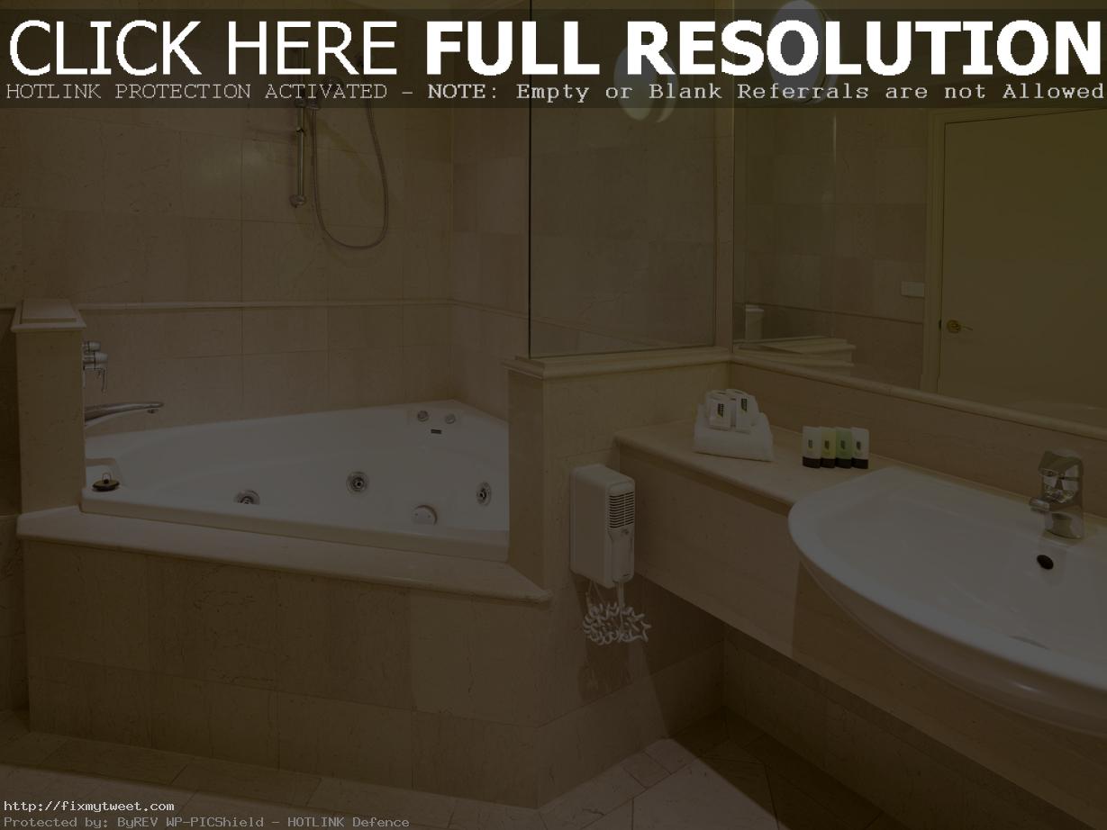 Contemporary-Corner-Bathtub-Ideas-with-Floating-Sink-Photo