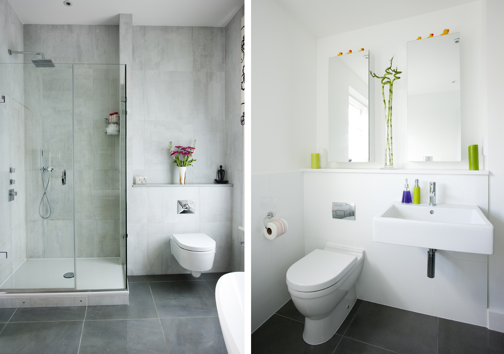 Inspiration-minimalist-small-neutral-white-and-gray-bathroom-natural-concrete-bathroom-wall-modern-plain-white-wall-covering-corner-shower-enclosure-with-glass-doors-wall-mounted-and-freestanding