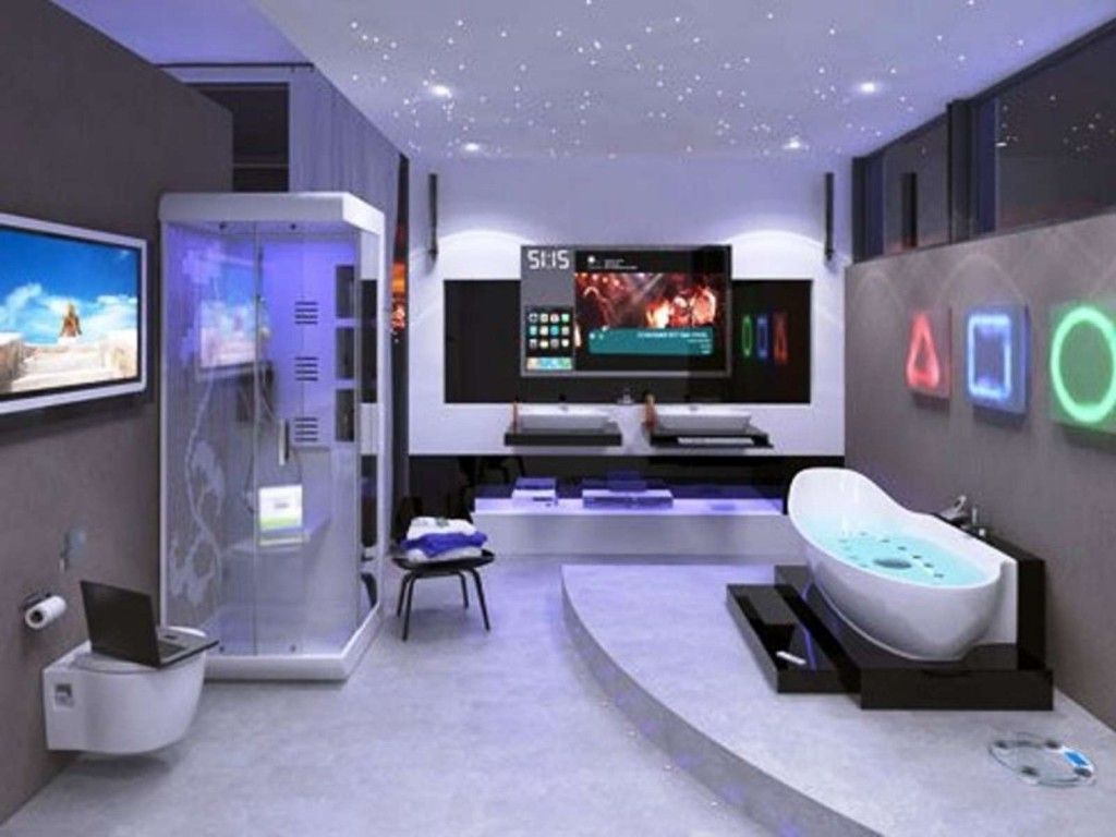 amazing-sci-fi-bathroom-design-with-high-end-lcd-tv-idea