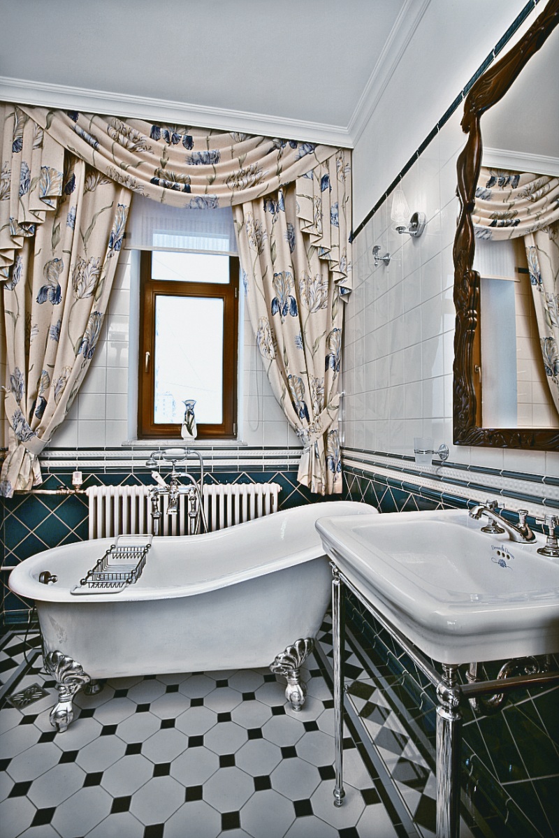 bathroom-classy-art-deco-bathroom-decor-idea-also-white-bathtub-cream-curtain-also-blue-motive-also-gray-floor-tile-lavish-art-deco-bathroom-decor-ideas