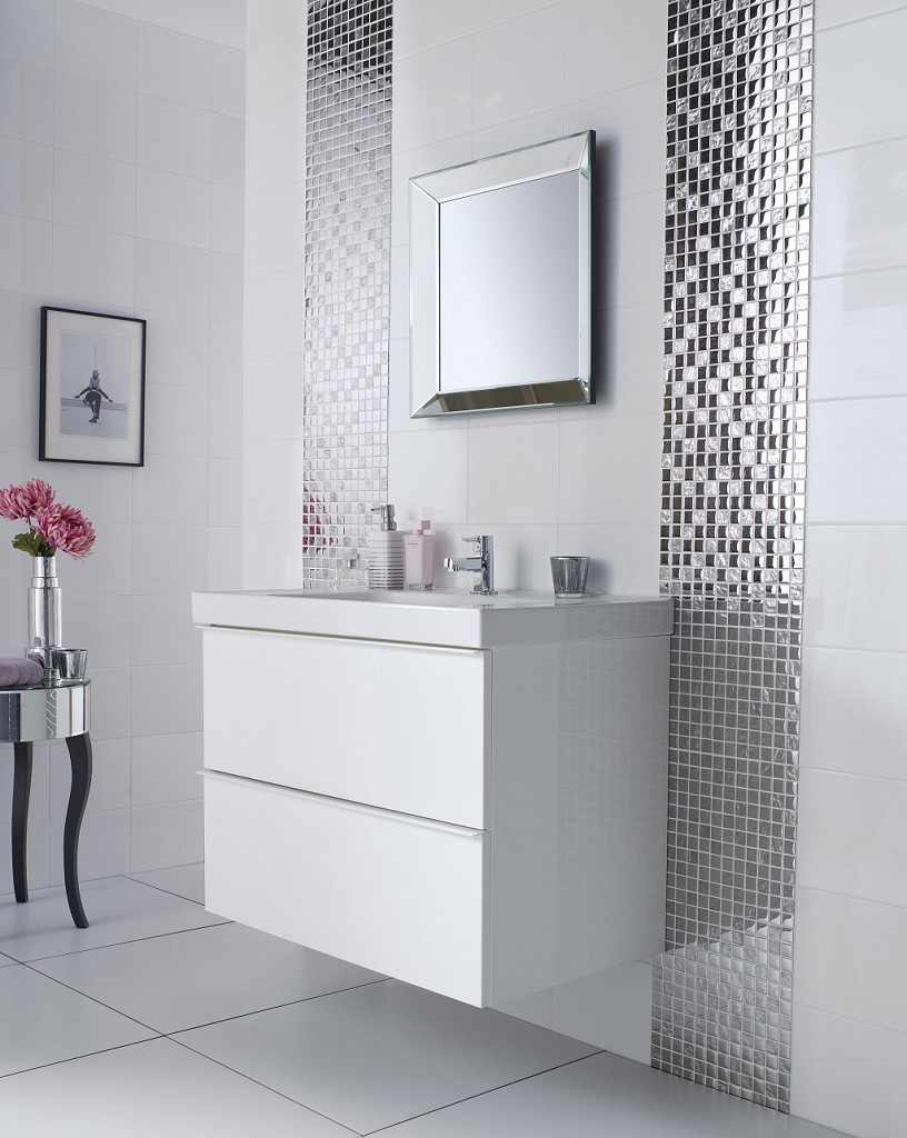 bathroom-cool-bathroom-design-ideas-with-nice-mosaic-tile-wall-plus-white-vanity-and-mirror-combine-with-small-table-with-flowers-also-white-tile-flooring-large-mirror-tiles-for-walls